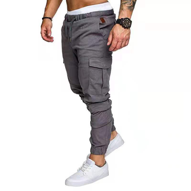 Men's Drawstring Waist Patch Pockets Detail Casual Cargo Pants