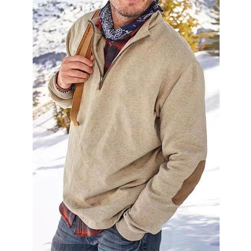 Men's Outdoor Half Zip Long Sleeve Stand Collar Sweatshirt