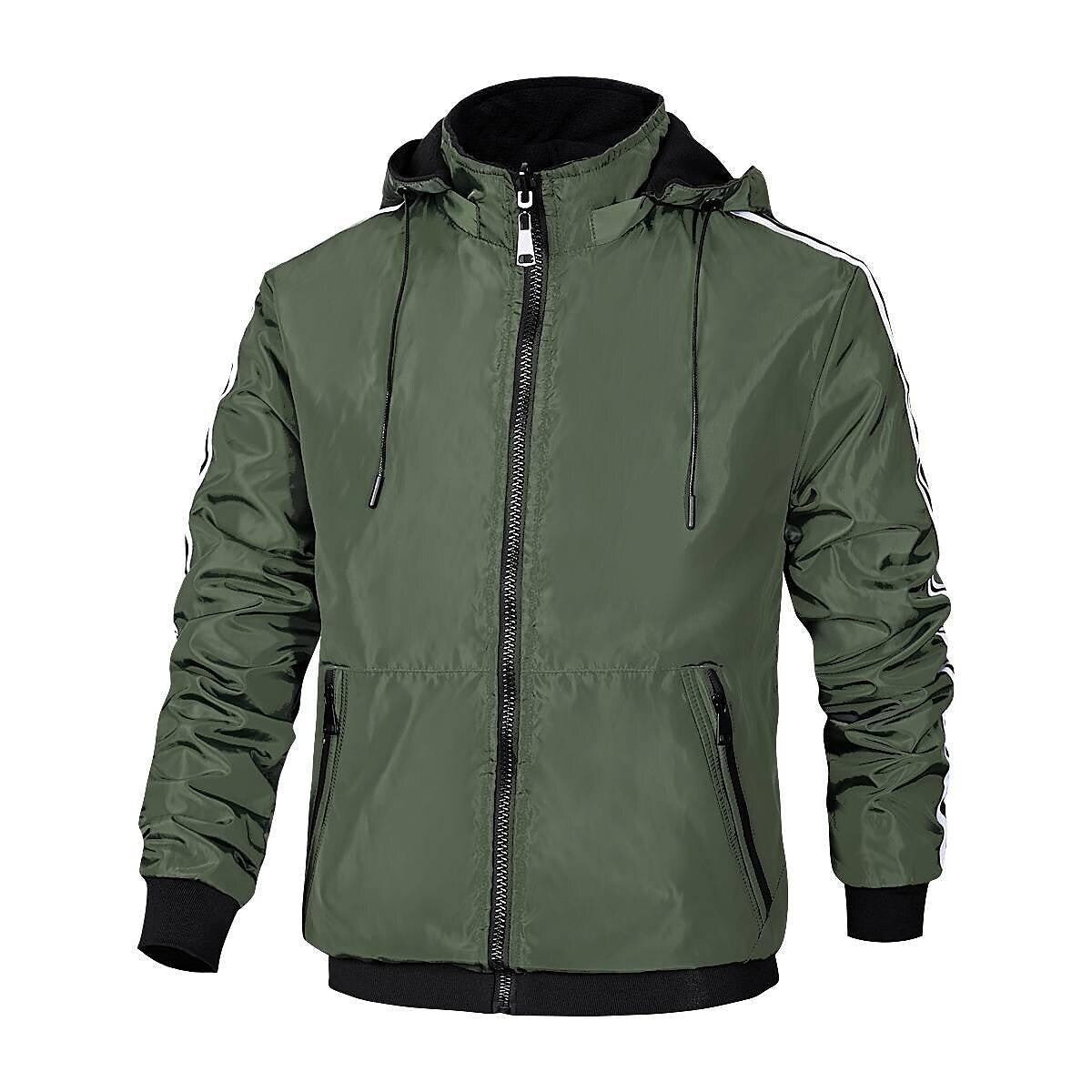 Men's Hooded Detachable Outdoor Windproof Two-Piece Track Jacket