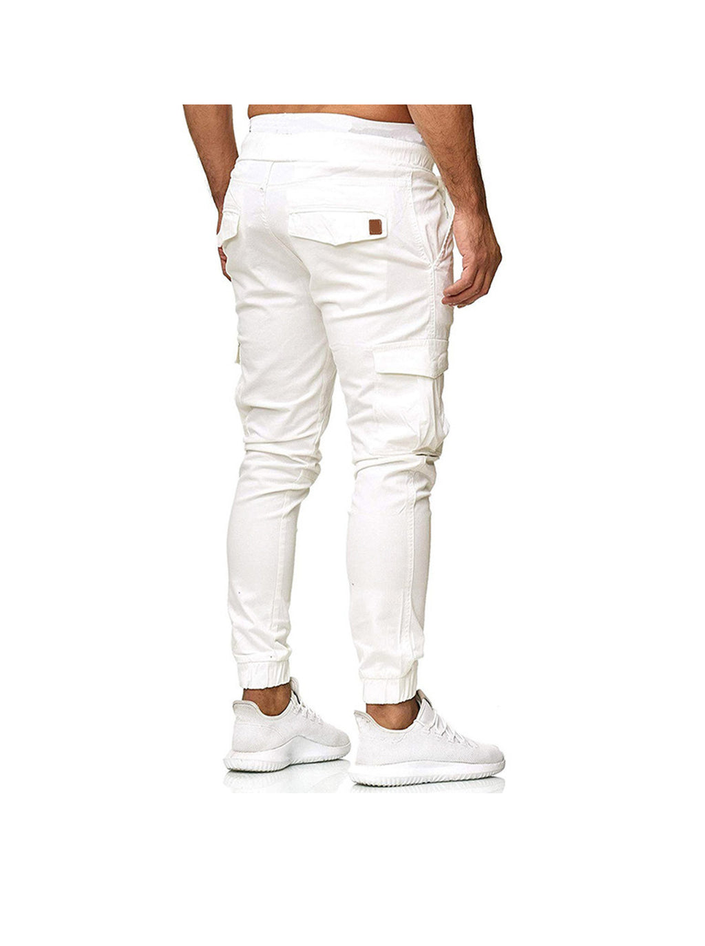 Men's Drawstring Waist Patch Pockets Detail Cargo Pants