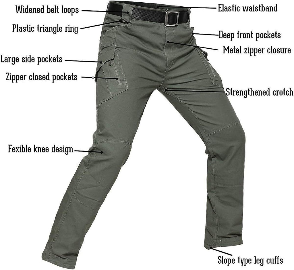 7-packs  Men's Assault Tactical Pants Lightweight Cotton Outdoor Military Combat Cargo Trousers