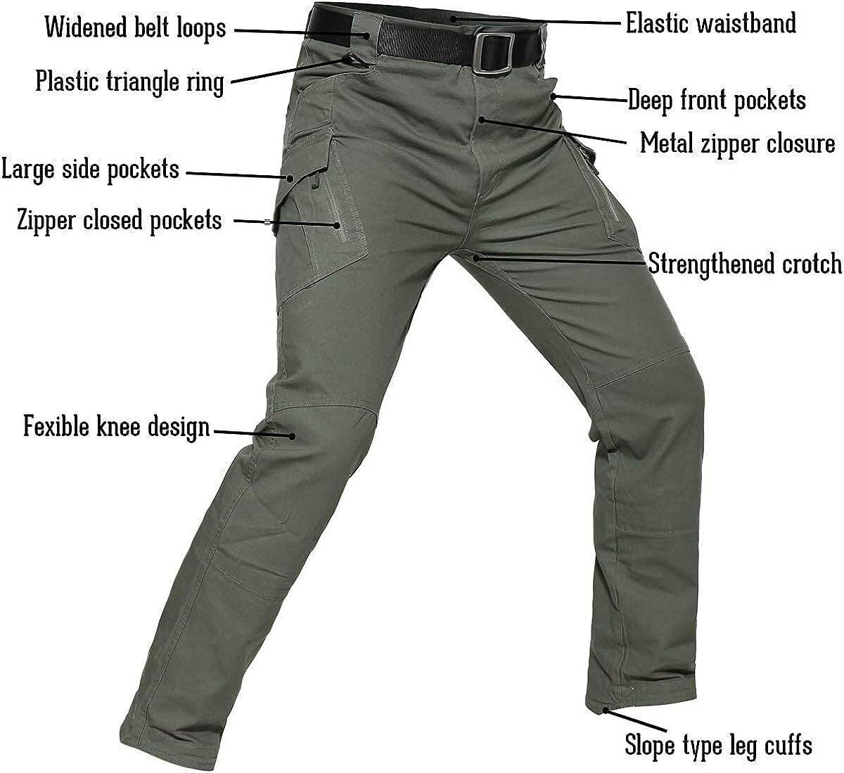 7-packs  Men's Assault Tactical Pants Lightweight Cotton Outdoor Military Combat Cargo Trousers