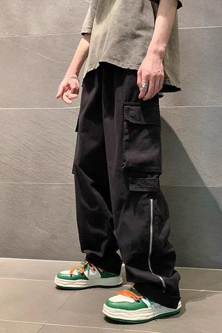 Casual Solid Color Loose Pocket Pants