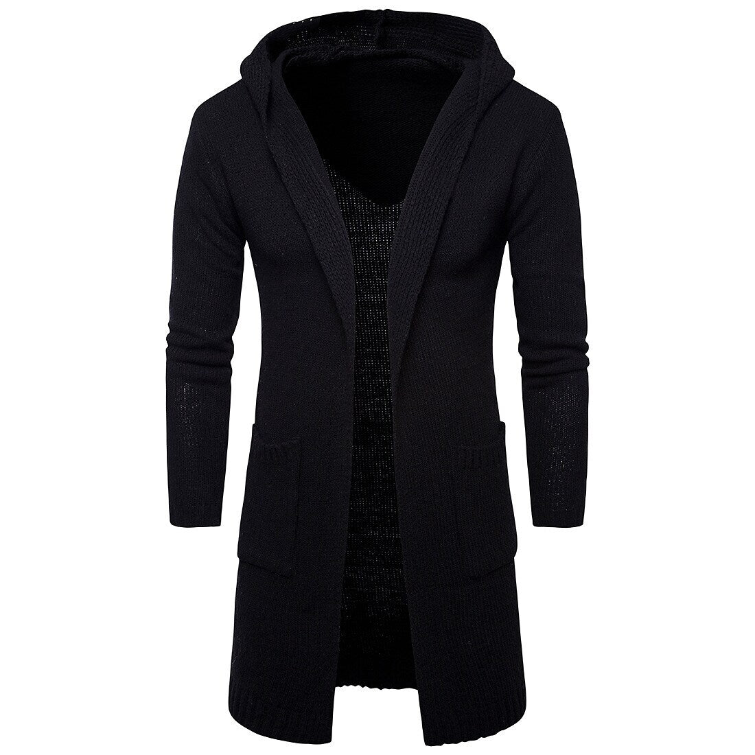 Men's Solid Color Hooded Long Sleeve Cardigans