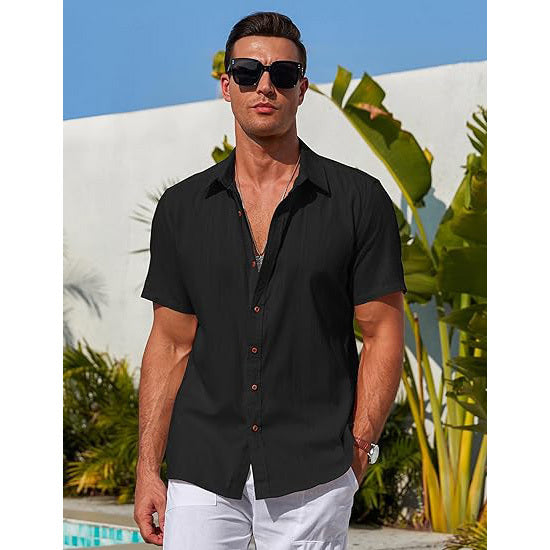 Men's Cotton Cuban Button Down Shirts