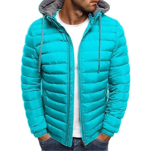 Men's Solid Color Quilted Hooded Lightweight Puffer Jacket
