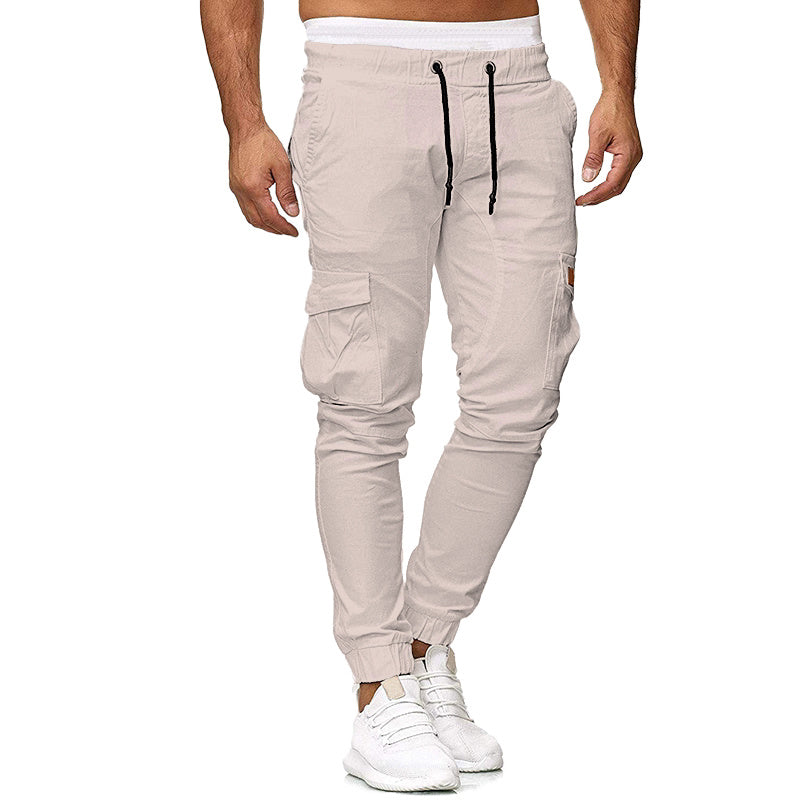 Men's Drawstring Waist Patch Pockets Detail Cargo Pants