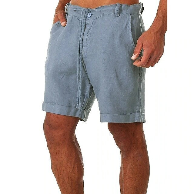 Men's Sporty Casual Shorts Bermuda shorts Drawstring Short Pants Daily Holiday Micro-elastic Solid Color Cotton Blend 100% Cotton Breathable Soft Mid Waist Green White Blue Beige S M L XL XXL / Beach