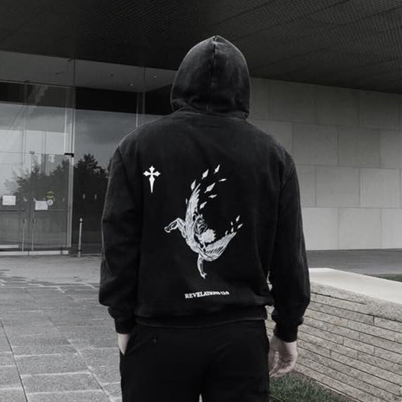 Fallen Angel Print Men's Hoodie