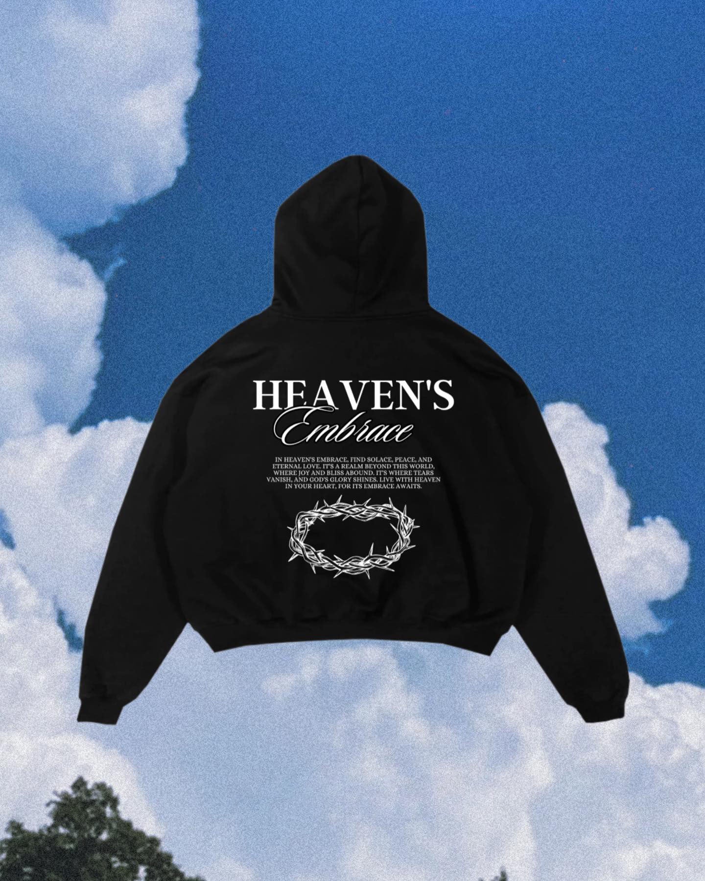Heaven's Embrace Print Long Sleeve Men's Hoodie