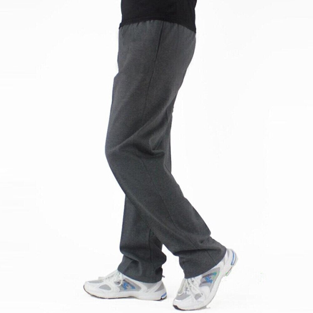 Men's Sweatpants Trousers Drawstring Elastic Waist Straight Leg Solid Color Plain Breathable Comfortable Full Length Sports Outdoor Daily Wear Cotton Blend Casual / Sporty Athleisure Wine Light Grey