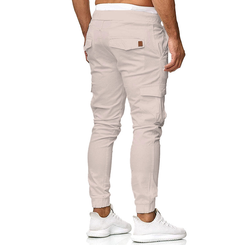 Men's Drawstring Waist Patch Pockets Detail Cargo Pants