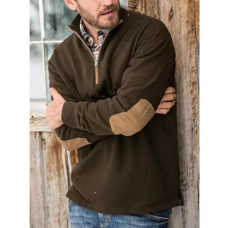 Men's Outdoor Half Zip Long Sleeve Stand Collar Sweatshirt
