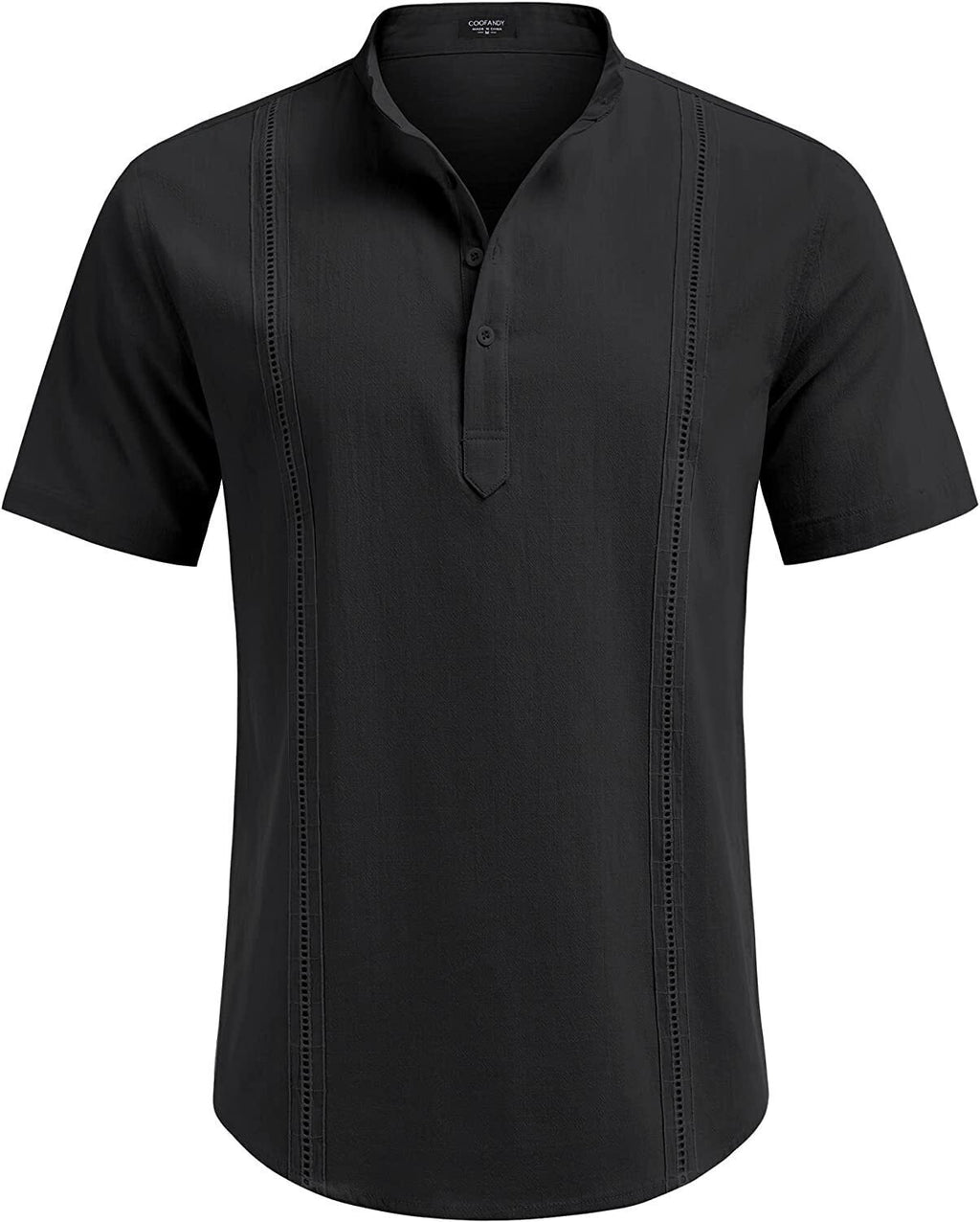 8-Pack Men's Cotton Linen Henley Shirt Short Sleeve Cuban Shirt Hippie Casual Beach Band Collar T Shirts💖Buy two packs for free shipping💖