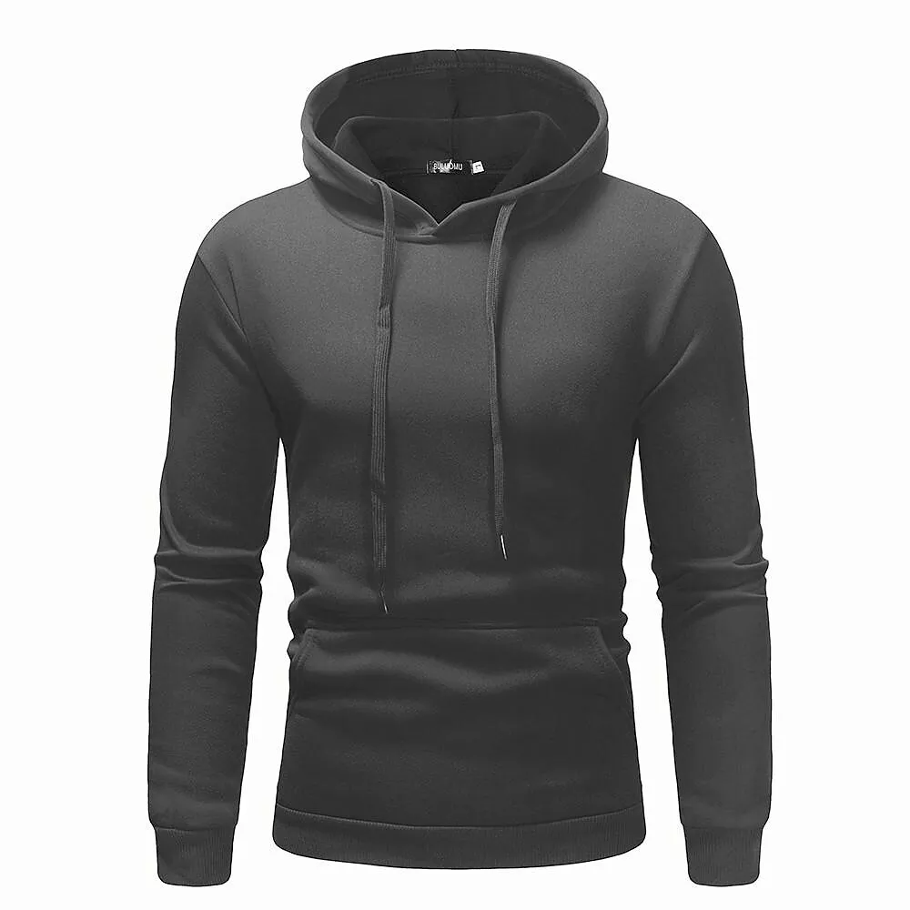 Men's Basic Solid Color Pullover Hooded Sweatershirt