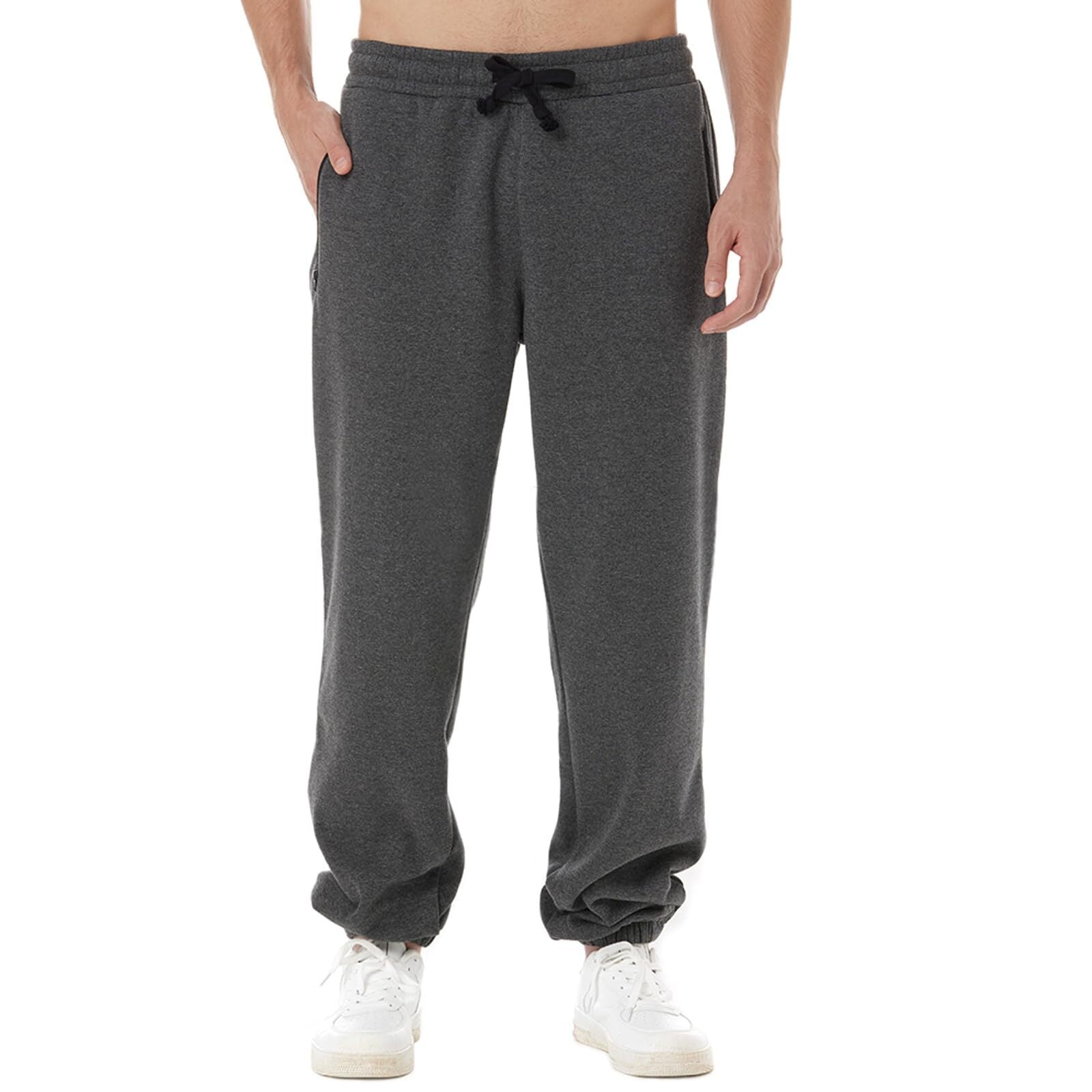 Men's Fleece Lined sweatpants with Zipper Pockets