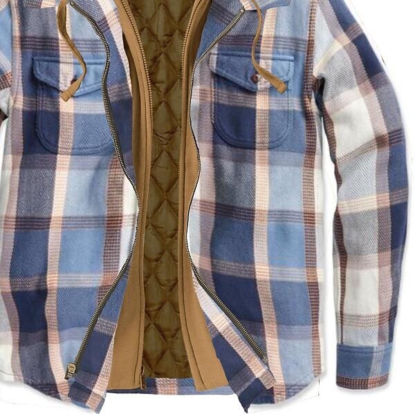 Men's Quilted Digital Print Hooded Fake Two Piece Jacket