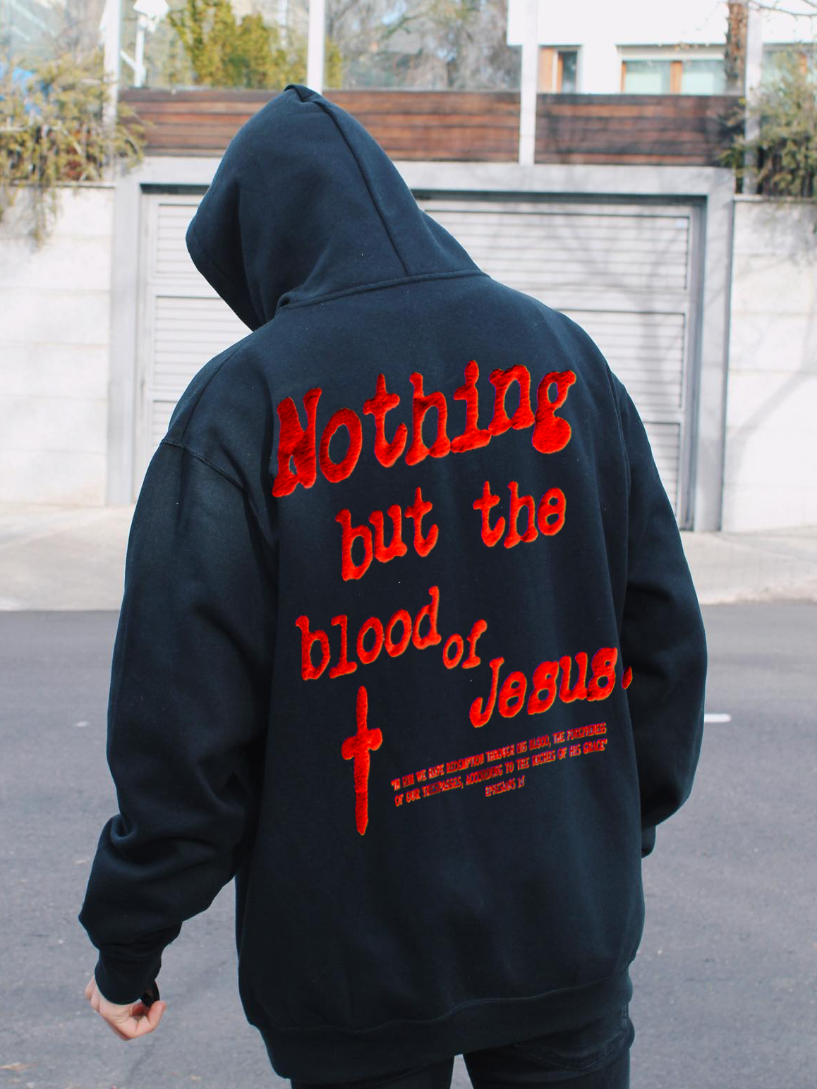 Nothing But Blood Of Jesus Print Hoodie