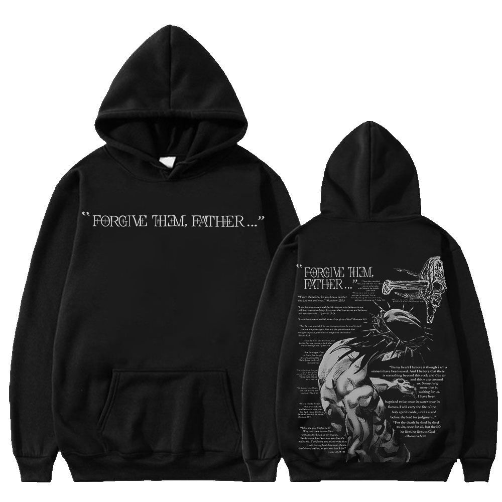 100% CottonTM️ Forgive Them,Father Bible Verses Print Long Sleeve Hoodie