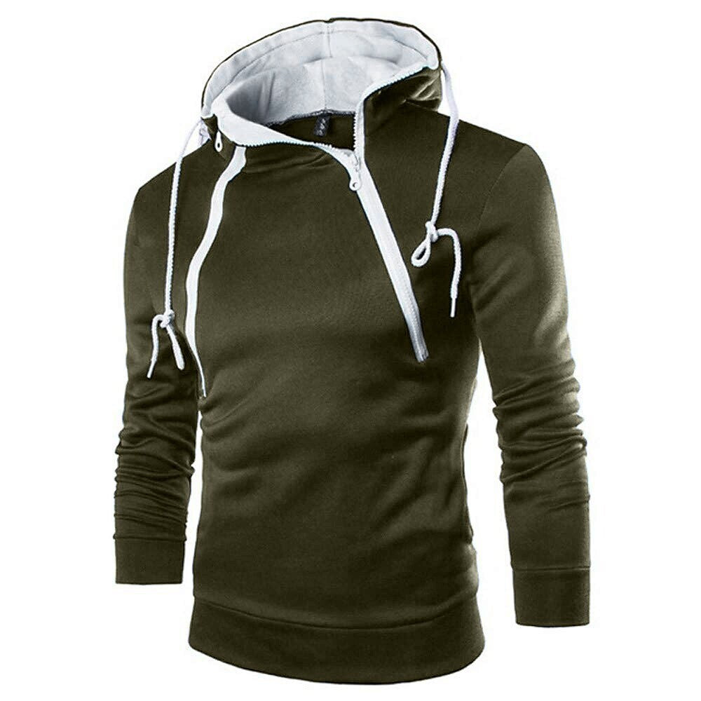 Men's Stand Collar Solid Color Zip Hoodies Sweatshirts