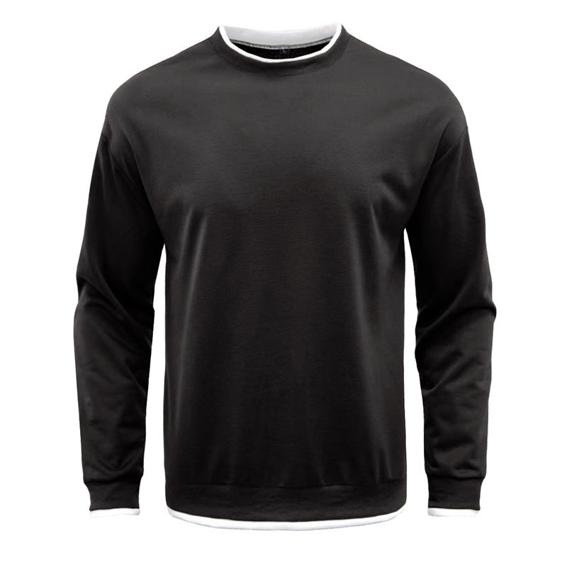 Men's Pullover Solid Color Patchwork Crew Neck Sweatshirts