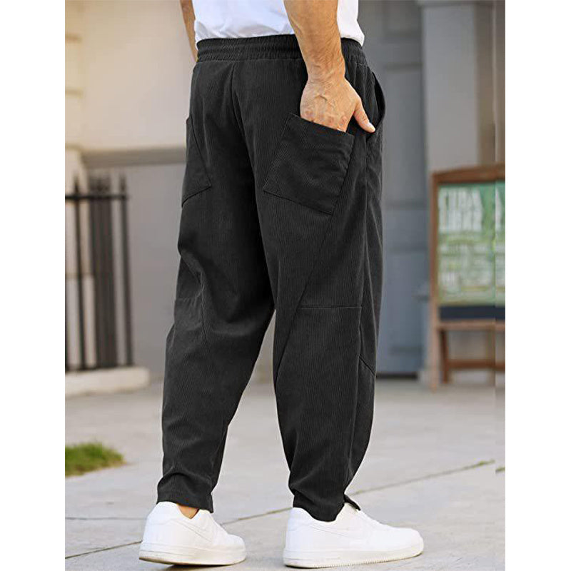Men's Vintage Corduroy Drawstring Waist Harem Pants