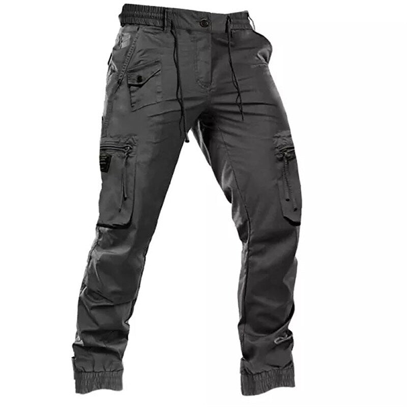 Men's Elastic Waist Drawstring Multi-Pocket Cargo Pants