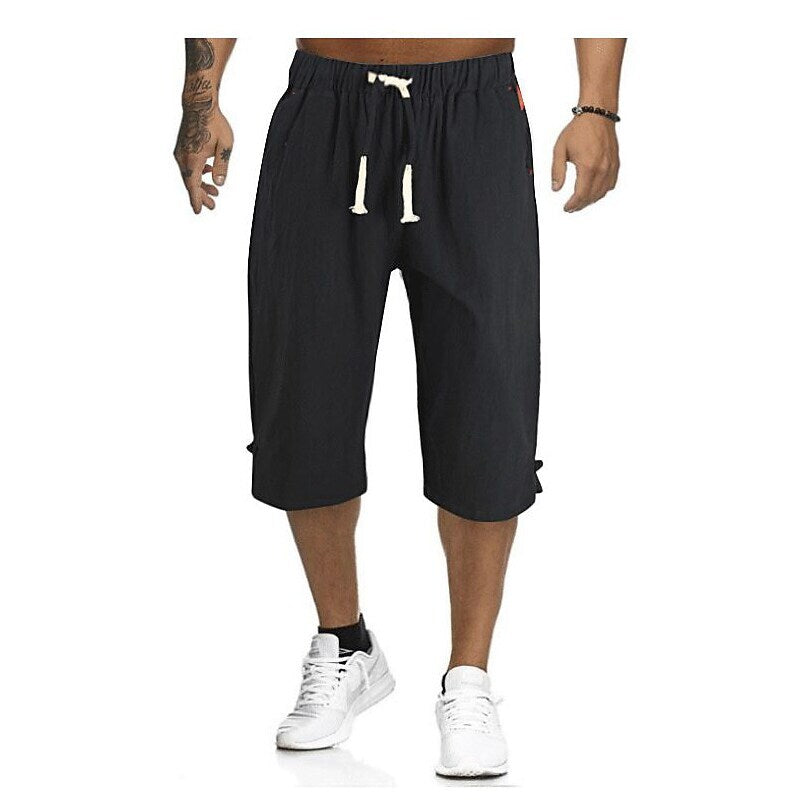 Men's Linen Capri Drawstring Pants