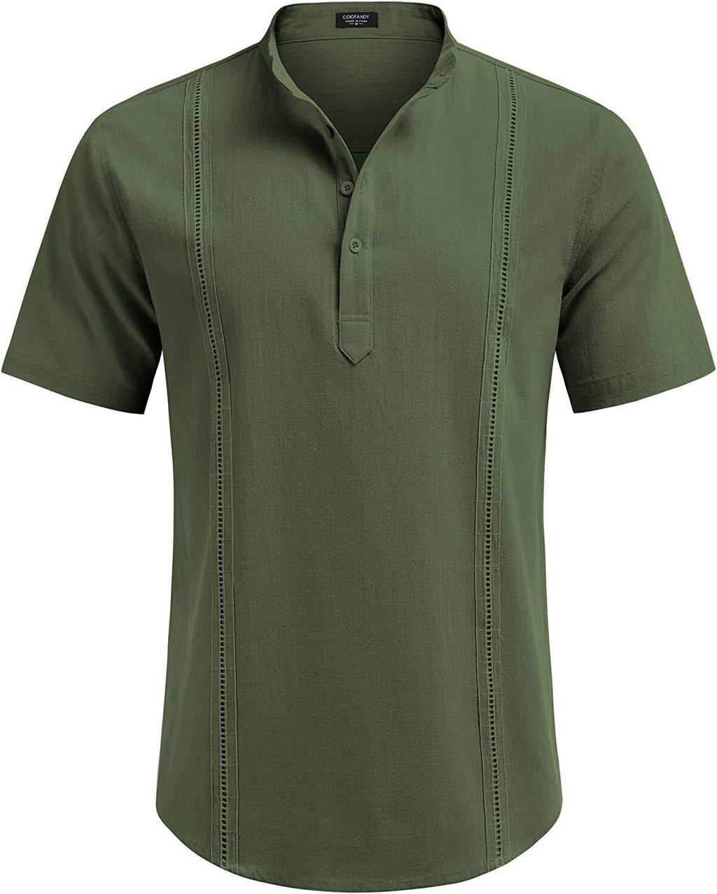 8-Pack Men's Cotton Linen Henley Shirt Short Sleeve Cuban Shirt Hippie Casual Beach Band Collar T Shirts💖Buy two packs for free shipping💖