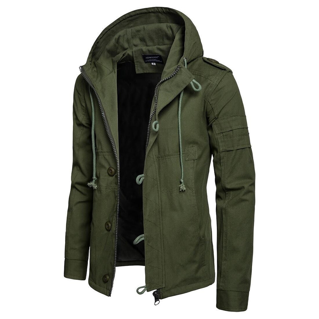 Men's Outdoor Washed Hooded Cotton Jacket