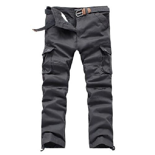Men's Outdoor Vintage Multi Pocket Six Pockets Or Eight Pockets  Solid Color Cargo Pants (Belt Not Included)