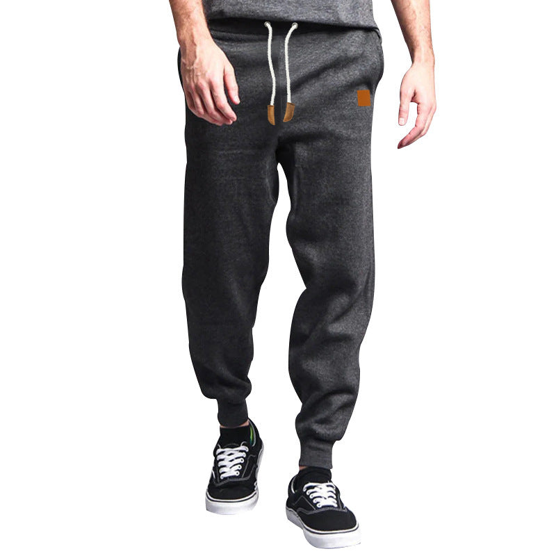 Men's Solid Color Drawstring Waist Fleece Sweatpants