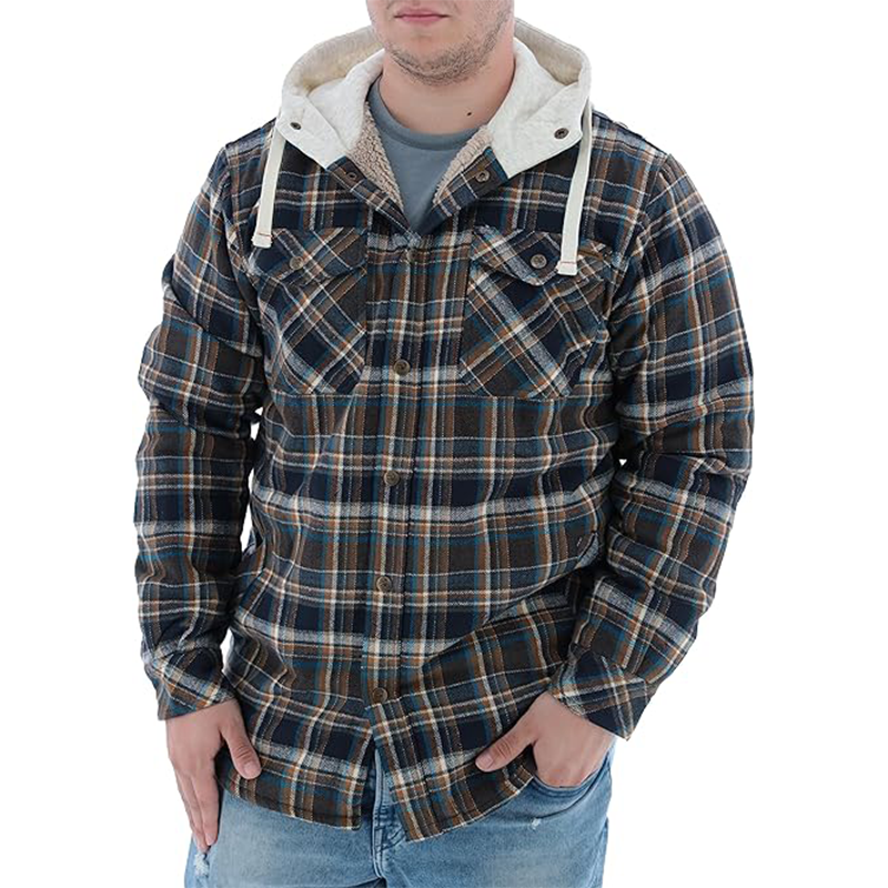 Men's Digital Print Quilted Lined Fake Two Piece Windproof Hooded Jacket