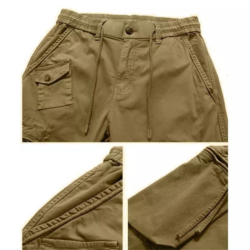 Men's Elastic Waist Drawstring Multi-Pocket Cargo Pants