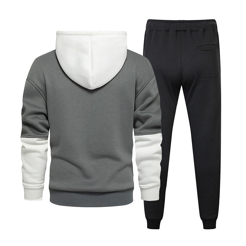 Men's Color Block Casual Long-sleeved Hoodie Tracksuit