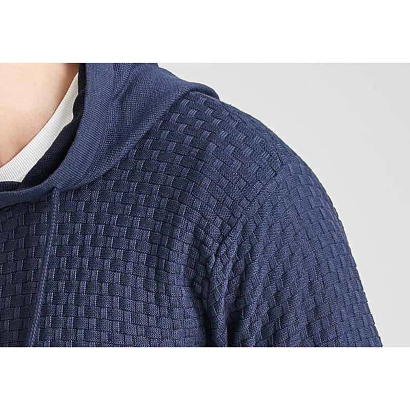 Men's Pullover Jacquard Check Pattern Hooded Sweater Basic Vintage Style