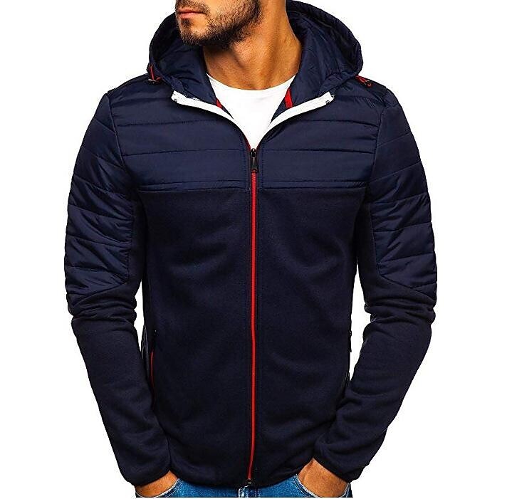Men's Hooded Patchwork Padded Performance Jacket-C