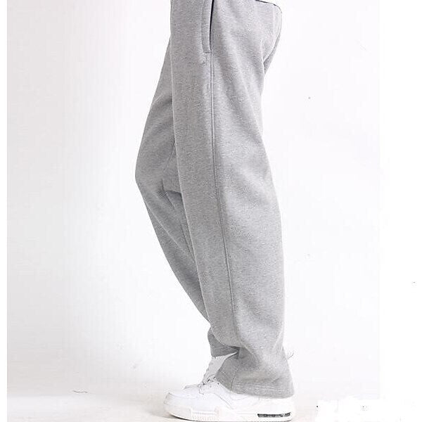 Men's Sweatpants Trousers Drawstring Elastic Waist Straight Leg Solid Color Plain Breathable Comfortable Full Length Sports Outdoor Daily Wear Cotton Blend Casual / Sporty Athleisure Wine Light Grey