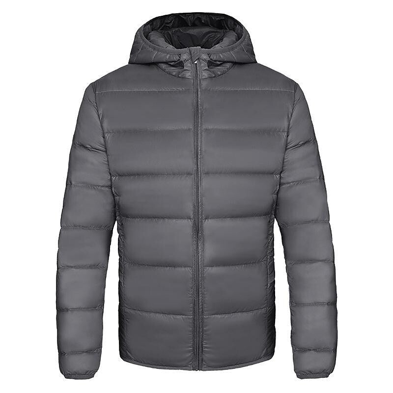 Men's Solid Color Hooded Lightweight Puffer Jacket