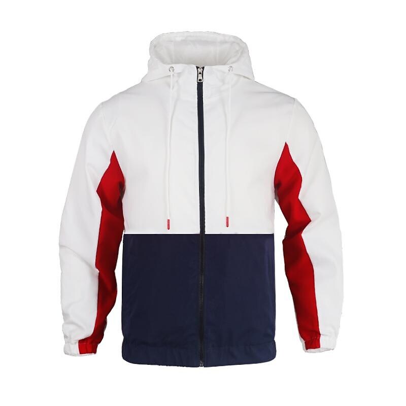 Men's Color Block Drawstring Hooded Track Jacket