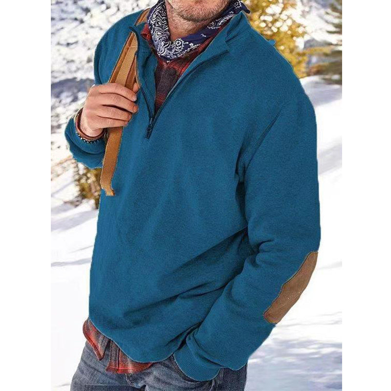 Men's Outdoor Half Zip Long Sleeve Stand Collar Sweatshirt