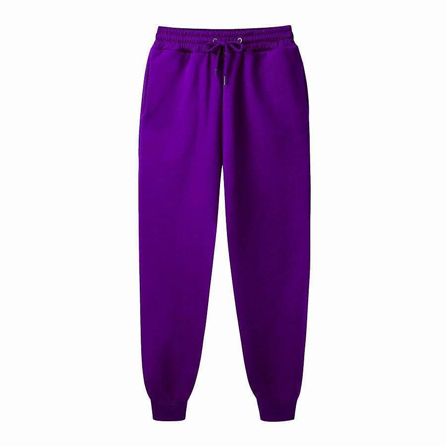 Men's Drawstring Elastic Waist Solid Color Side Pockets Brushed Sweatpants