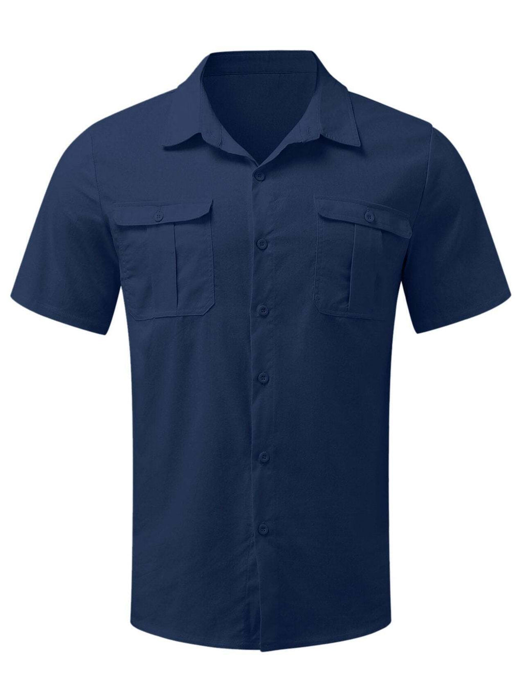 7-Pack Men's Shirts Double Pocket Cotton Linen Short Sleeve Shirts Casual Vacation Shirts💖Buy two packs for free shipping💖