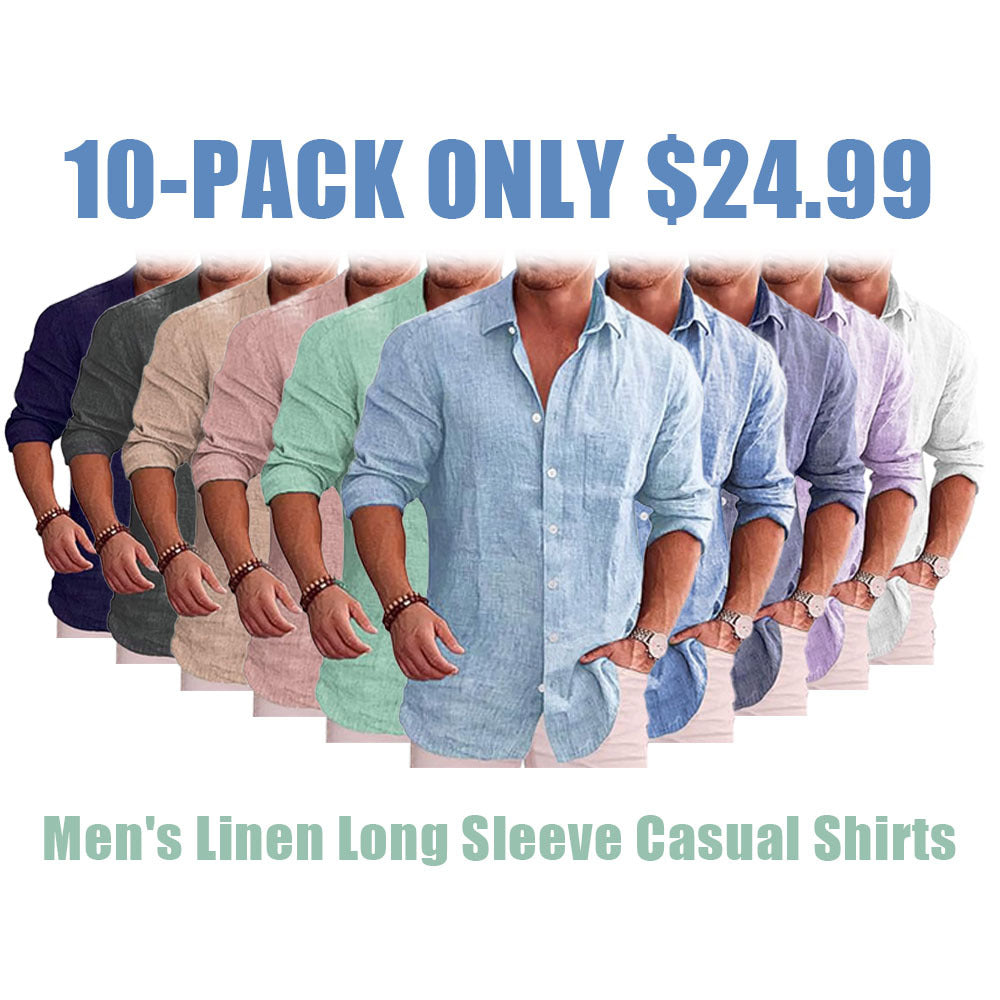 Men's Linen Long Sleeve Casual Shirts