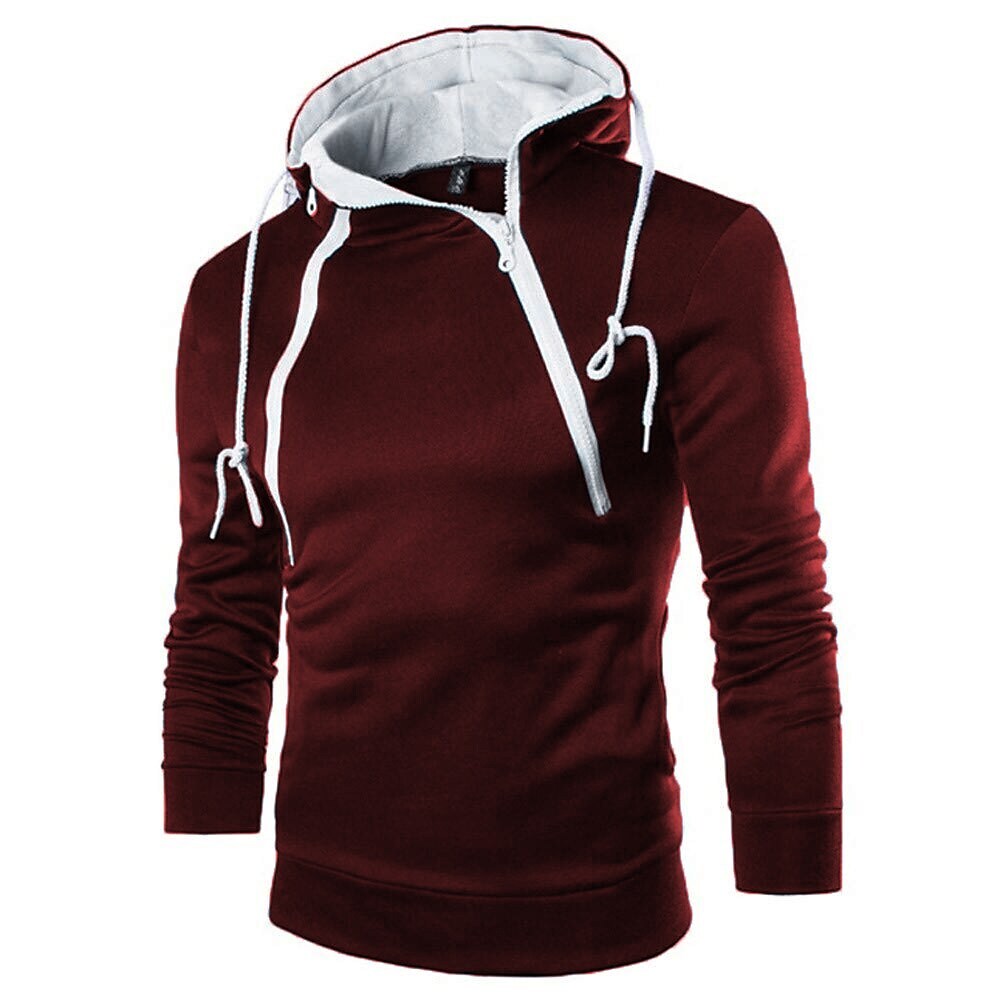 Men's Stand Collar Solid Color Zip Hoodies Sweatshirts
