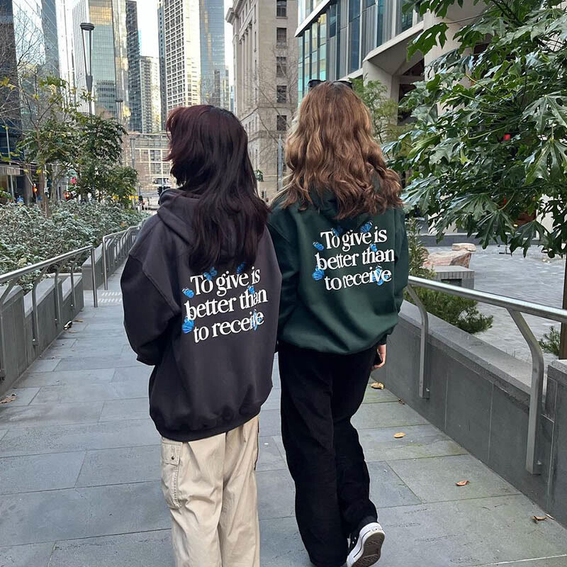 To Give Is Better Than To Receive Butterfly Print Hoodie