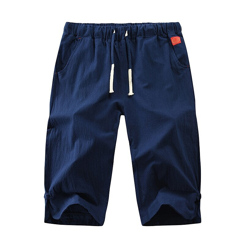 Men's Linen Capri Drawstring Pants
