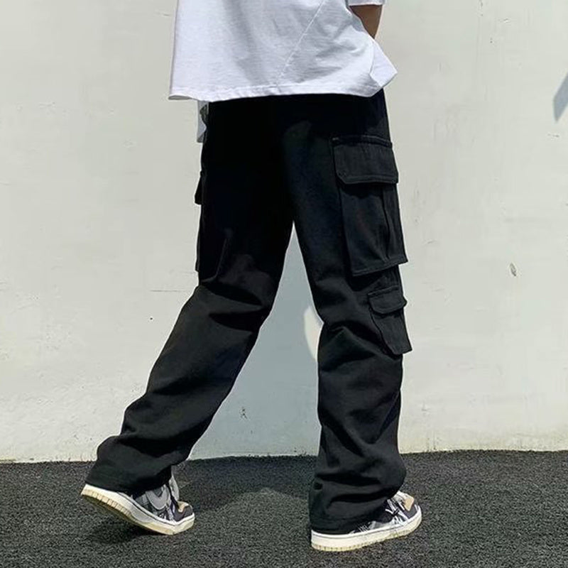 Casual Solid Color Large Pocket Pants
