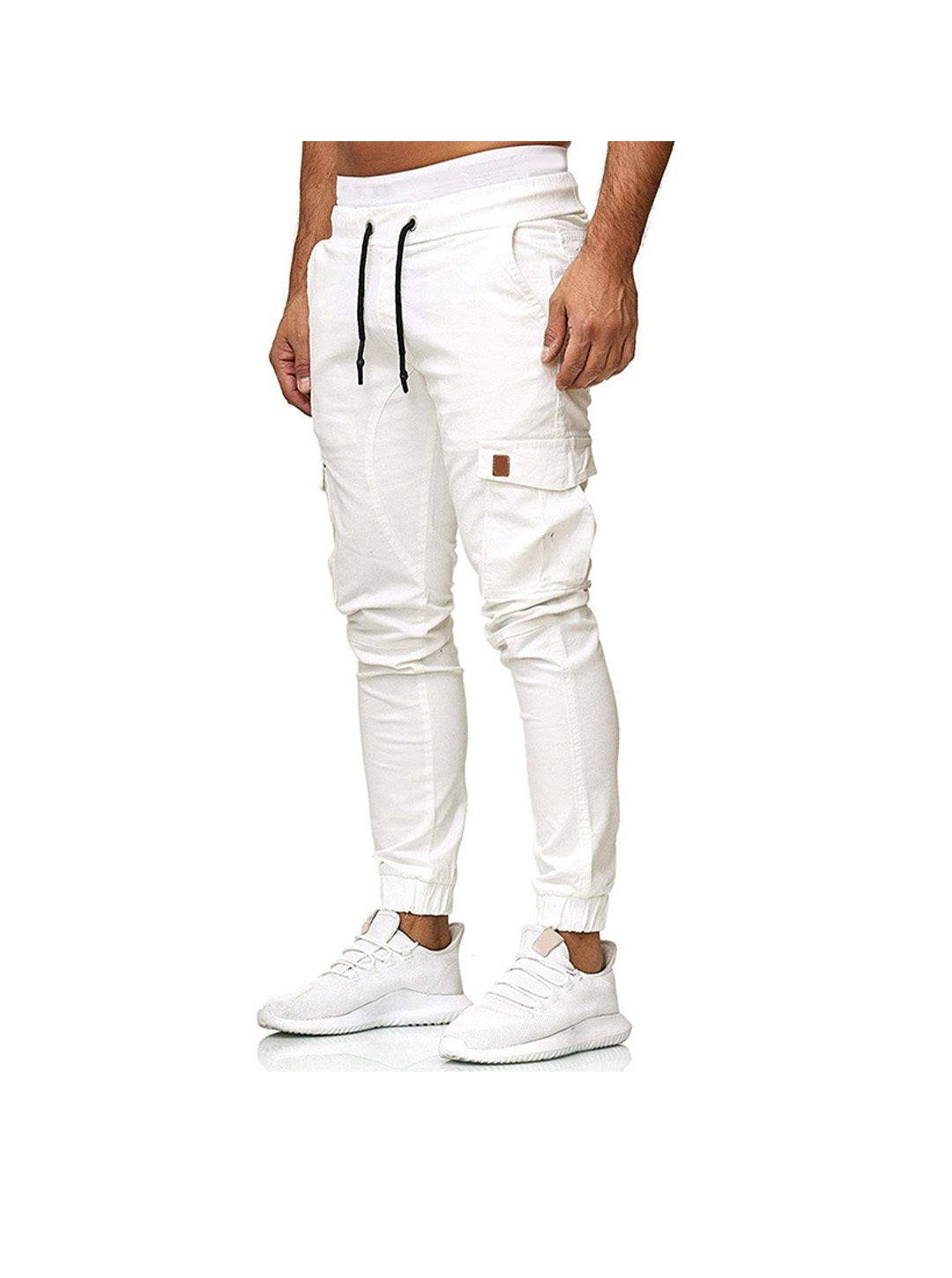 Men's Drawstring Waist Patch Pockets Detail Cargo Pants