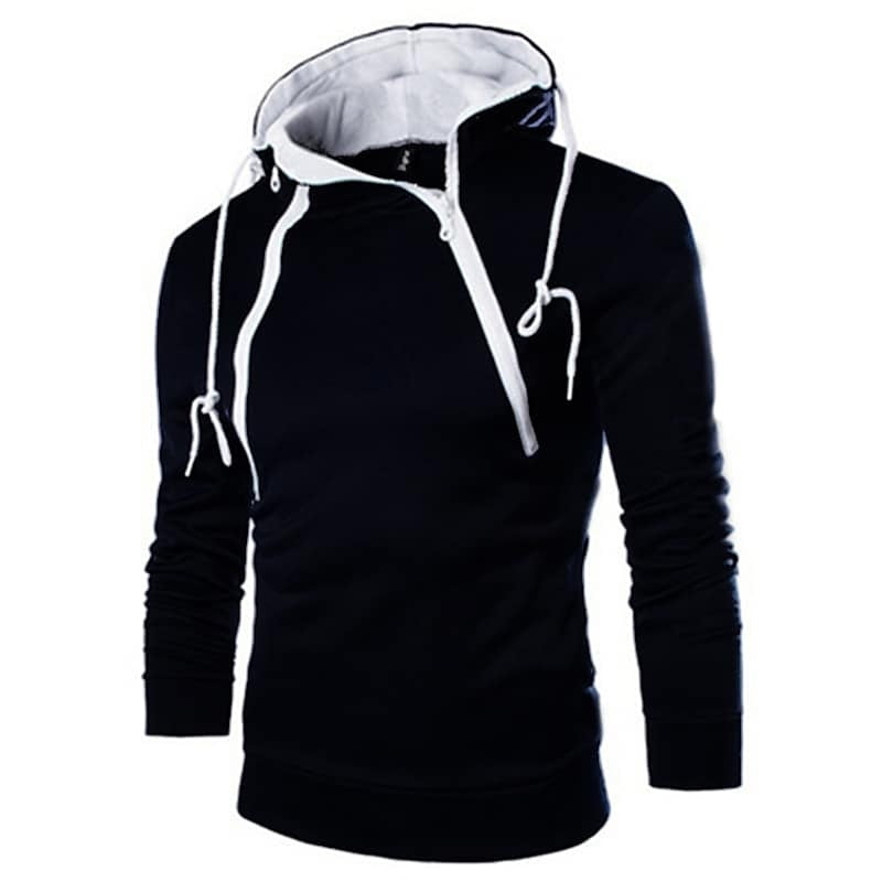 Men's Stand Collar Solid Color Zip Hoodies Sweatshirts